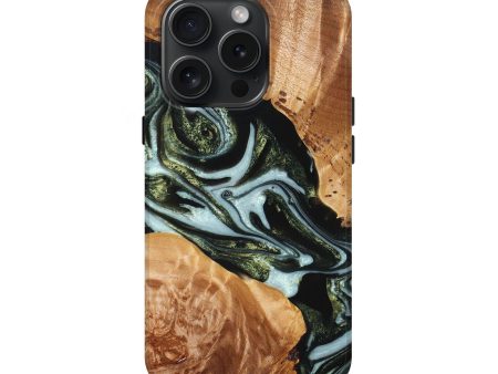 iPhone 15 Pro Wood+Resin Live Edge Phone Case - Darlene (Green, 660033) Online now