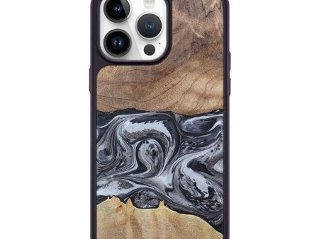 iPhone 15 Pro Max Wood+Resin Phone Case - Tricia (Black & White, 658989) Online