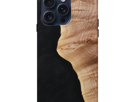 iPhone 15 Pro Max Wood+Resin Live Edge Phone Case - Rickie (Pure Black, 660039) Supply