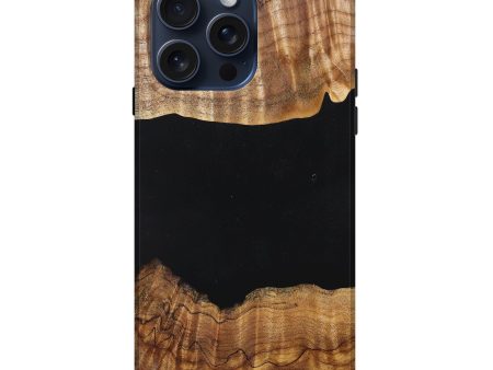 iPhone 15 Pro Max Wood+Resin Live Edge Phone Case - Carter (Pure Black, 660042) Fashion