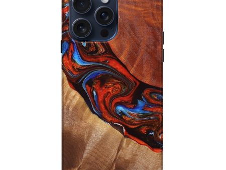 iPhone 15 Pro Max Wood+Resin Live Edge Phone Case - Delaney (Red, 660043) Online Sale