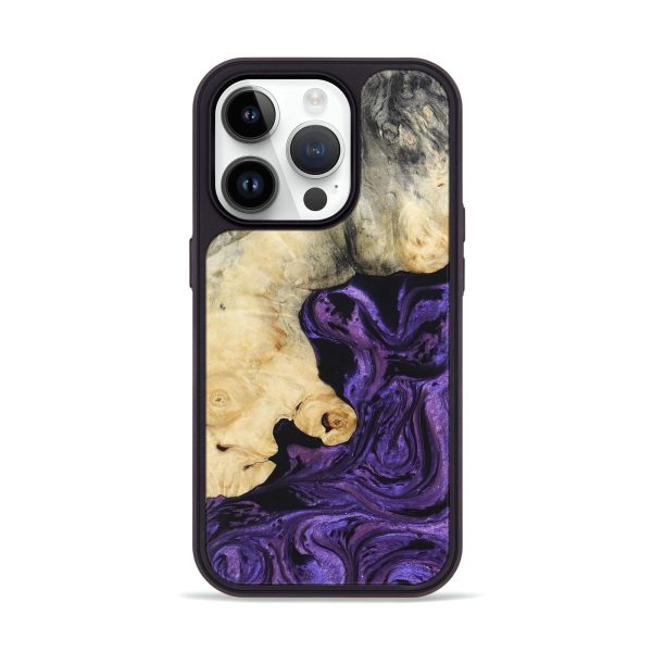 iPhone 15 Pro Wood+Resin Phone Case - Nevaeh (Purple, 658990) For Cheap