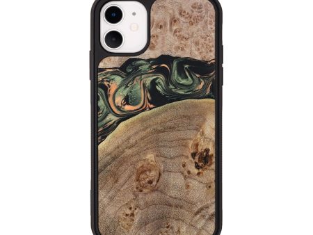 iPhone 11 Wood+Resin Phone Case - Archie (Green, 658985) Cheap