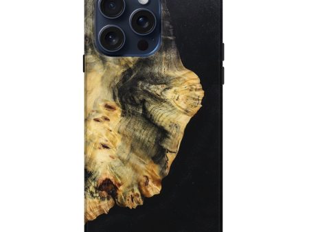 iPhone 15 Pro Max Wood+Resin Live Edge Phone Case - Aimee (Pure Black, 660029) Online Sale