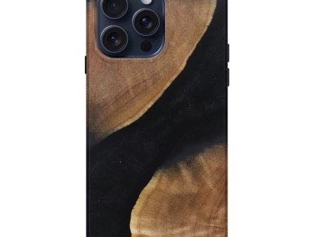 iPhone 15 Pro Max Wood+Resin Live Edge Phone Case - Iris (Pure Black, 660038) on Sale