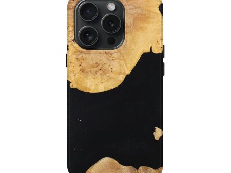 iPhone 15 Pro Wood+Resin Live Edge Phone Case - Malia (Pure Black, 660037) For Discount