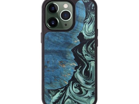 iPhone 13 Pro Wood+Resin Phone Case - Henrietta (Green, 659877) For Sale