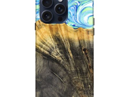 iPhone 15 Pro Max Wood+Resin Live Edge Phone Case - Gillian (Green, 659654) For Cheap