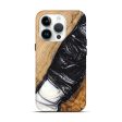 iPhone 15 Pro Wood+Resin Live Edge Phone Case - Lucile (Black & White, 657978) For Sale