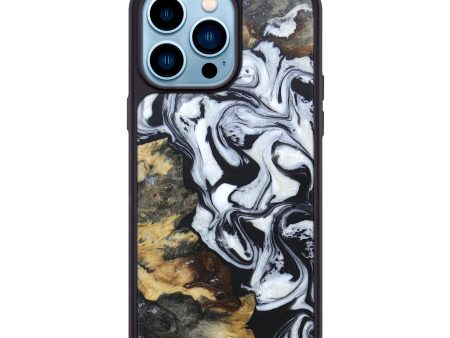 iPhone 14 Pro Max Burl Wood Phone Case - Bobby (Black & White, 659987) For Sale