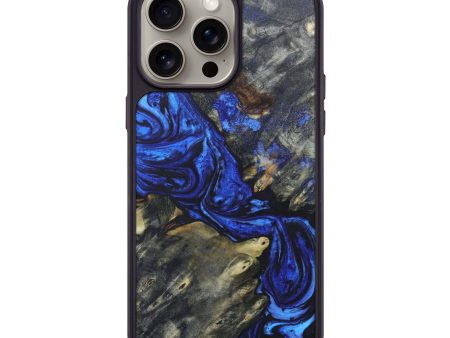 iPhone 15 Pro Max Burl Wood Phone Case - Ella (Blue, 659983) For Sale