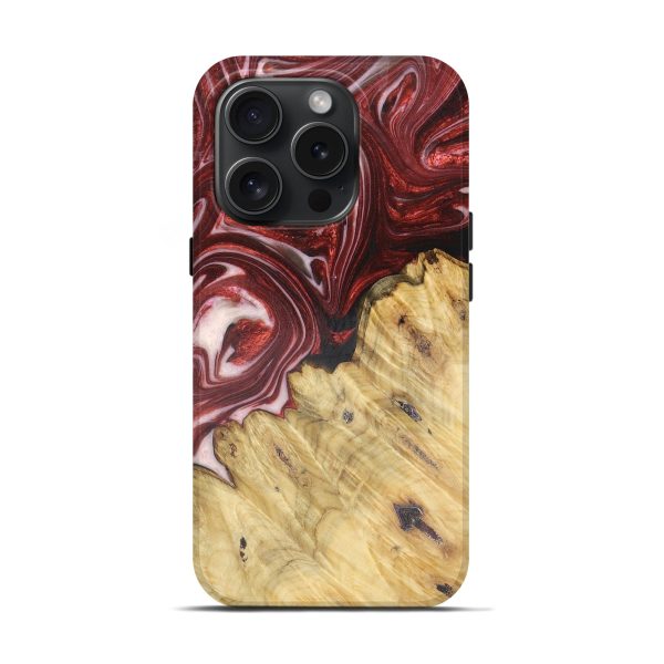 iPhone 15 Pro Wood+Resin Live Edge Phone Case - Loretta (Red, 659643) Fashion