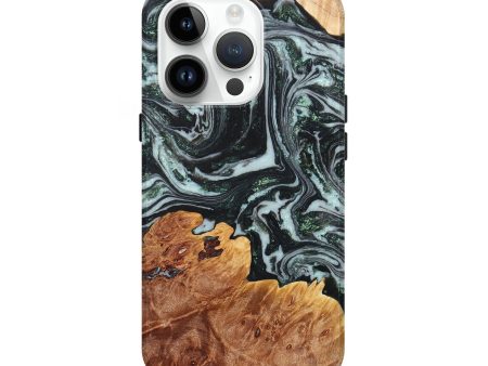 iPhone 15 Pro Wood+Resin Live Edge Phone Case - Allie (Green, 658920) Fashion