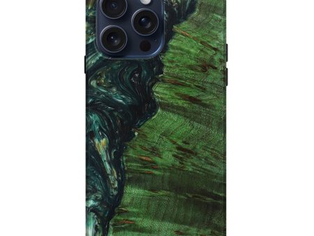 iPhone 15 Pro Max Wood+Resin Live Edge Phone Case - Bonnie (Green, 660009) Online