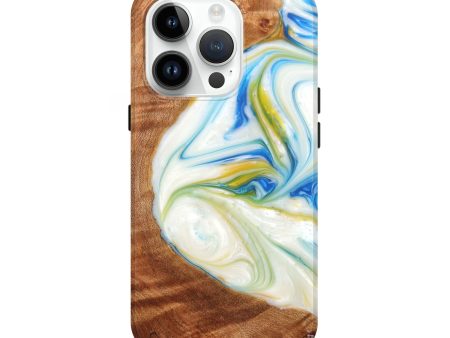 iPhone 15 Pro Wood+Resin Live Edge Phone Case - Harry (Blue, 657955) For Cheap