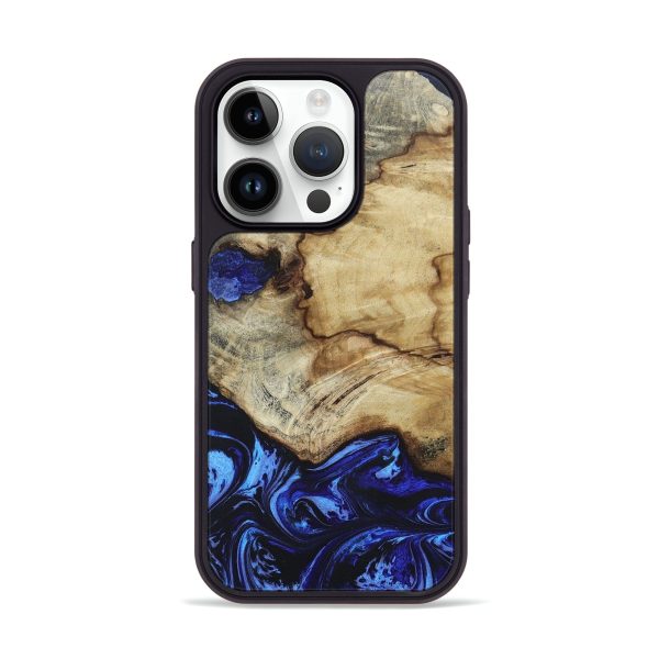 iPhone 15 Pro Wood+Resin Phone Case - Isabella (Blue, 657427) For Cheap