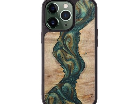 iPhone 13 Pro Wood+Resin Phone Case - Athena (Green, 656713) Cheap