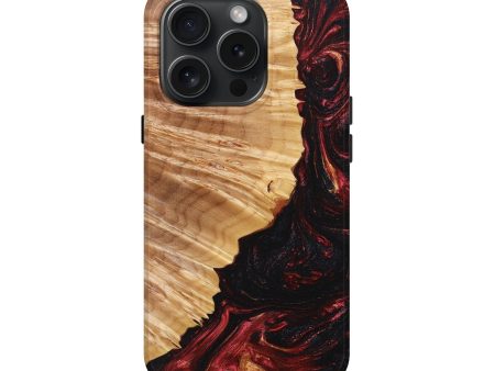 iPhone 15 Pro Wood+Resin Live Edge Phone Case - Alyssa (Red, 659249) For Sale