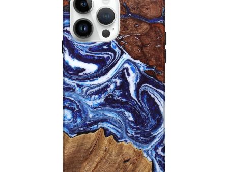 iPhone 15 Pro Max Wood+Resin Live Edge Phone Case - Wanda (Blue, 658921) on Sale