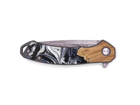 EDC Wood+Resin Pocket Knife - Shelley (Black & White, 655700) For Discount