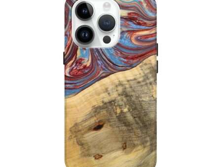 iPhone 15 Pro Wood+Resin Live Edge Phone Case - Emily (Blue, 657985) Fashion