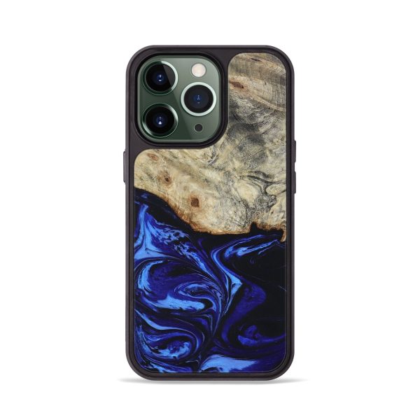 iPhone 13 Pro Wood+Resin Phone Case - Alec (Blue, 658623) Hot on Sale