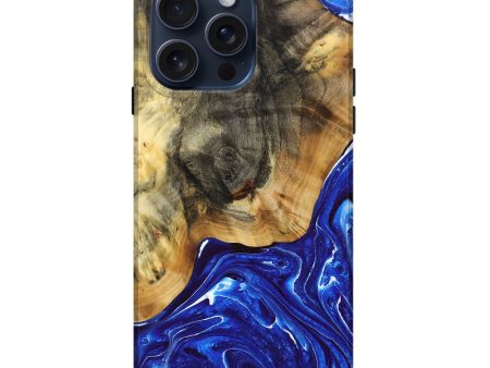 iPhone 15 Pro Max Wood+Resin Live Edge Phone Case - Allen (Blue, 660016) For Cheap