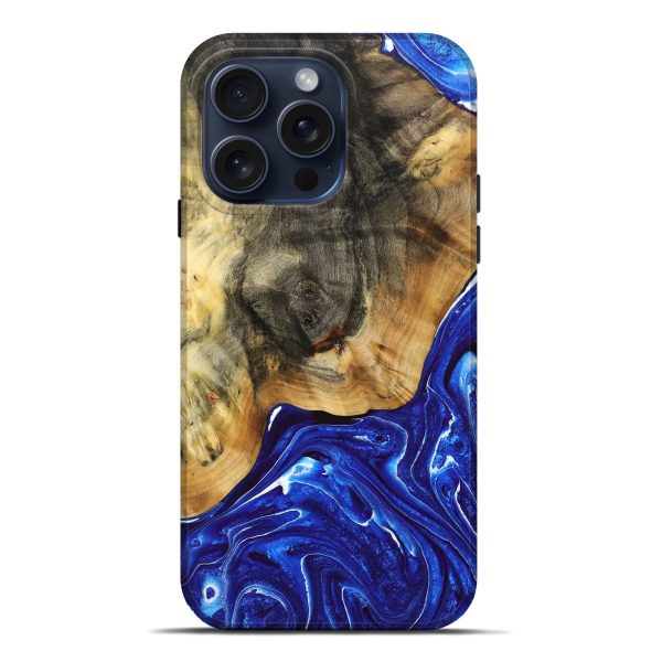 iPhone 15 Pro Max Wood+Resin Live Edge Phone Case - Allen (Blue, 660016) For Cheap