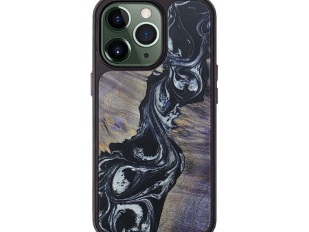 iPhone 13 Pro Wood+Resin Phone Case - Edward (Black & White, 655124) Sale