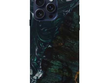 iPhone 15 Pro Max Wood+Resin Live Edge Phone Case - Sylvester (Green, 660002) Cheap