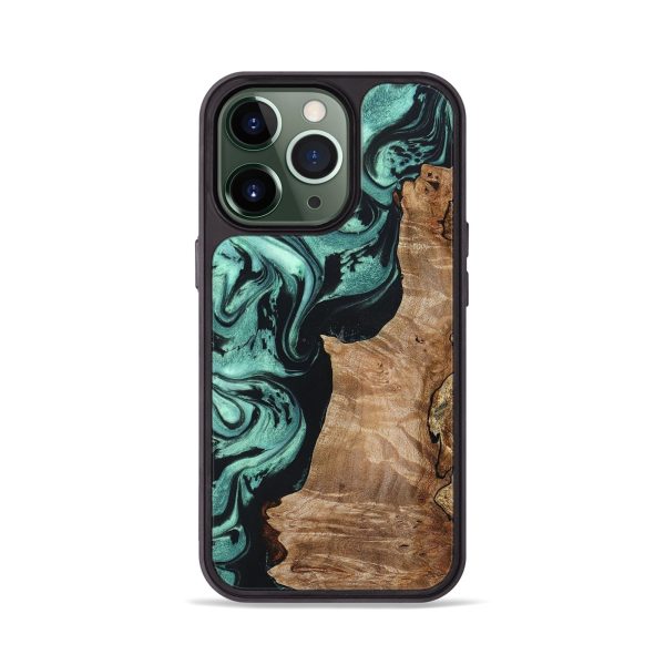 iPhone 13 Pro Wood+Resin Phone Case - Aden (Green, 657592) Online Sale