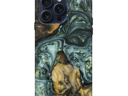 iPhone 15 Pro Max Wood+Resin Live Edge Phone Case - Addilyn (Green, 659499) For Cheap