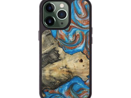 iPhone 13 Pro Wood+Resin Phone Case - Todd (Teal & Gold, 655251) Online Hot Sale